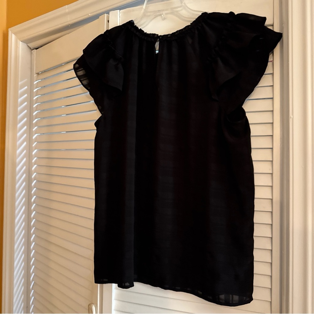LOFT Black Ruffle Sleeve Blouse - Picture 5 of 12